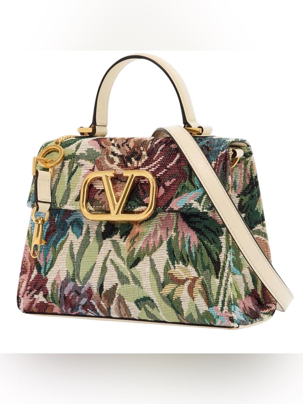 Valentino Garavani VSling Small Leather & Floral Jacquard Crossbody Bag